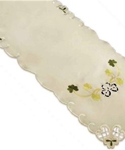 SHAMROCK Embroidered Table Runner on Cream Ground