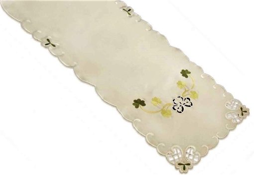 SHAMROCK Embroidered Table Runner on Cream Ground