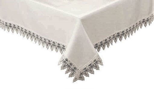 COMET White Tablecloth Flared Flower Lace Edge 90 x 90 cm (36 x 36") Square - Image 3