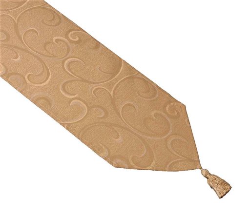 SCROLL Jacquard Climbing Vine Table Runner 33 x 182 cm (13 x 72") Cream or Beige
