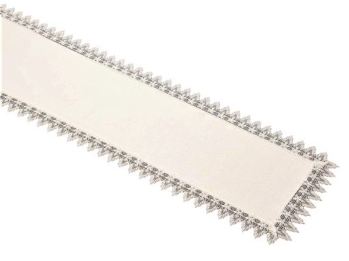 COMET Table Runner with Flared Flower Lace Edge in White or Cream