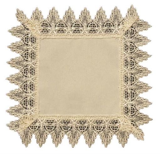 COMET Cream Doiley with 'Flared Flower' Lace Edge 20x20cm (8x8") Square