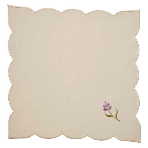 LAVENDER SPRIG - Pack of 4 Embroidered Napkins 40 x 40 cm (16 x 16")