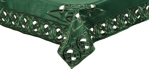 CELTIC KNOT Embroidered Tablecloth Green 85 x 85 cm (34 x 34") Square - Image 3