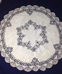 Cluny Lace White Embroidery and Lace- 100% Cotton 58cm (23") Round