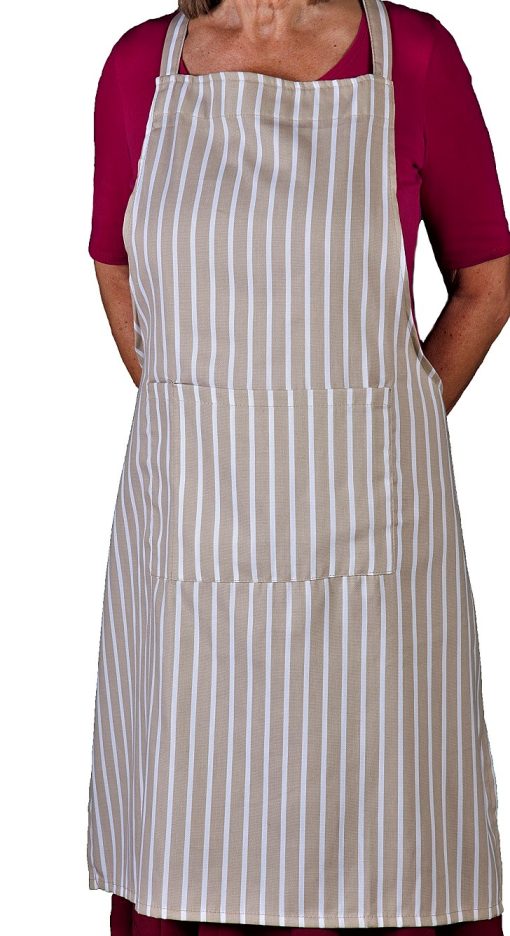 Butchers Stripe Apron for Men and Women, Full Length With Pocket - Image 4