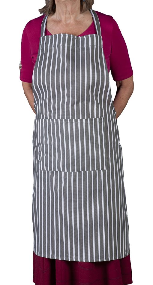 Butchers Stripe Apron for Men and Women, Full Length With Pocket - Image 5