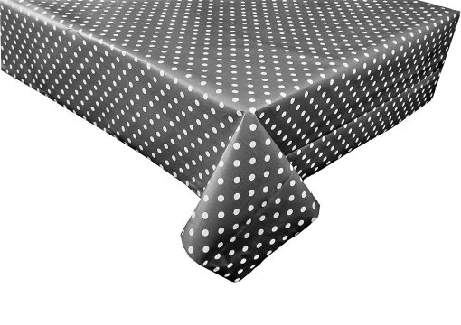 SLATE POLKA DOT 2 cm Dot - Vinyl Tablecloth 137 cm (54" Wide)
