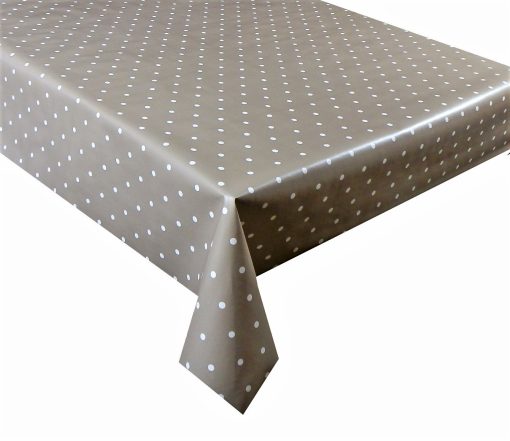 BEIGE POLKA DOT - Vinyl Tablecloth 137 cm (54" Wide)