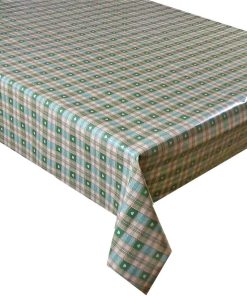 GREEN CHECK HEARTS - Vinyl Tablecloth 137 cm (54" Wide)