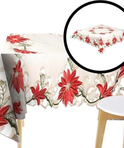 Red Poinsettia Tablecloth