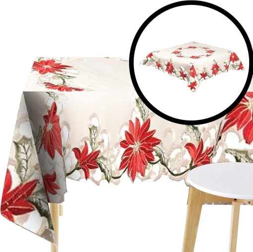 Red Poinsettia Tablecloth
