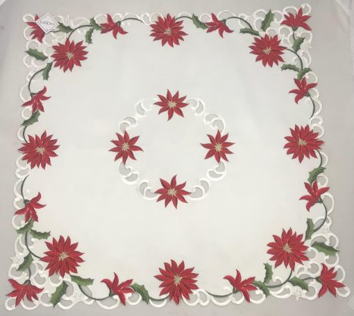 Red Poinsettia Tablecloth 85 x 85 cm (35 x 35") Square - Image 4