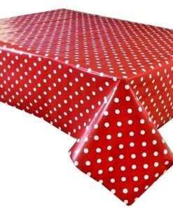 RED POLKA DOT 2cm Dot - Vinyl Tablecloth 137 cm (54" Wide)