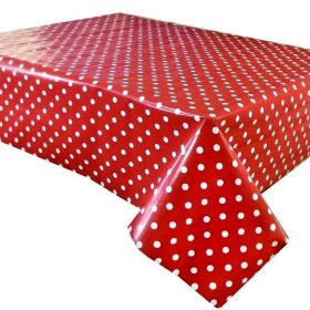 RED POLKA DOT 2cm Dot - Vinyl Tablecloth 137 cm (54" Wide)