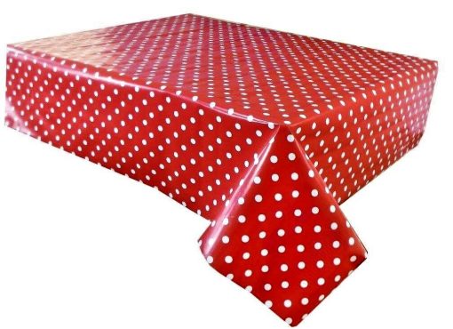 RED POLKA DOT 2cm Dot - Vinyl Tablecloth 137 cm (54" Wide)