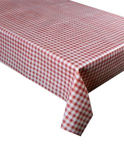 RED GINGHAM CHECK - Vinyl Tablecloth Sold in Half Metres 137 cm (54" Wide)