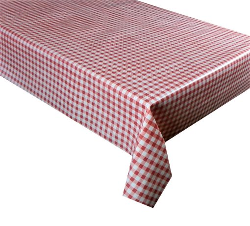 RED GINGHAM CHECK - Vinyl Tablecloth Sold in Half Metres 137 cm (54" Wide)