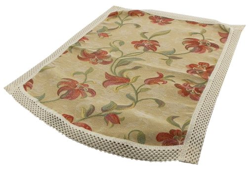 LILY Terracotta Woven 6 Arm Covers and 5 Chair Backs with lace edge - Image 3