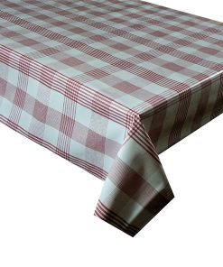 RED LINEN CHECK - Vinyl Tablecloth 137 cm (54" Wide)