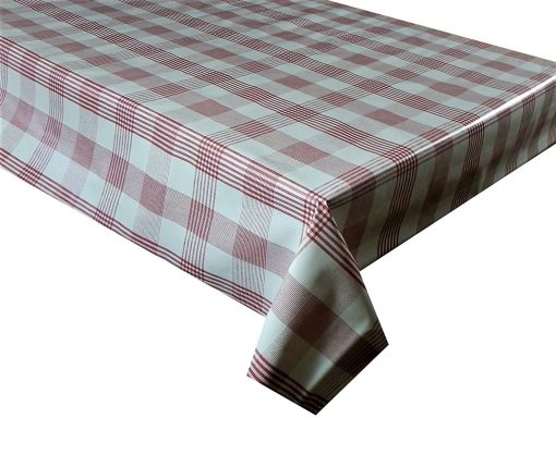 RED LINEN CHECK - Vinyl Tablecloth 137 cm (54" Wide)