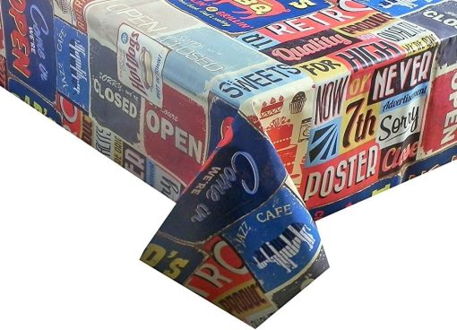 USA RETRO POSTER - Vinyl Tablecloth Sold in Half Metres 137 cm (54" Wide) - Image 2