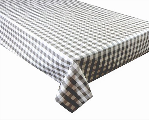 BROWN / BEIGE GINGHAM CHECK - Vinyl Tablecloth 137 cm (54" Wide)
