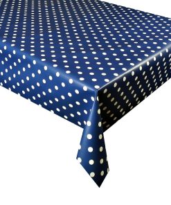 DARK BLUE POLKA DOT - Vinyl Tablecloth 137 cm (54" Wide)