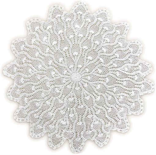 Harris White Hand Made Lace Tablecloth 91 cm (36") Round