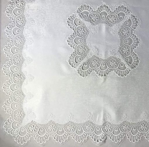 Jenny Lace Tablecloth 35 x 35 inch (85 x 85 cm) Square ivory cream with Macrame lace - Image 2