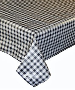 GINGHAM CHECK CHARCOAL Vinyl Tablecloth 137 cm (54" Wide)