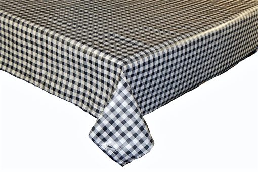 GINGHAM CHECK CHARCOAL Vinyl Tablecloth 137 cm (54" Wide)