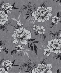 Charcoal Flower Vinyl Tablecloth 137 cm (54" Wide)