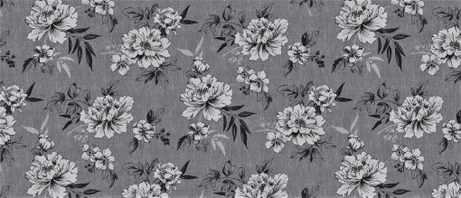 Charcoal Flower Vinyl Tablecloth 137 cm (54" Wide)
