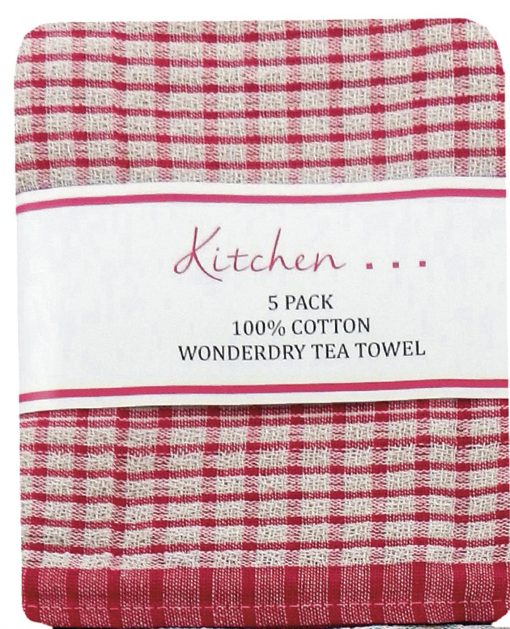 Wonderdry Check Glass Cloth Tea Towels Pack of 5 - Image 4