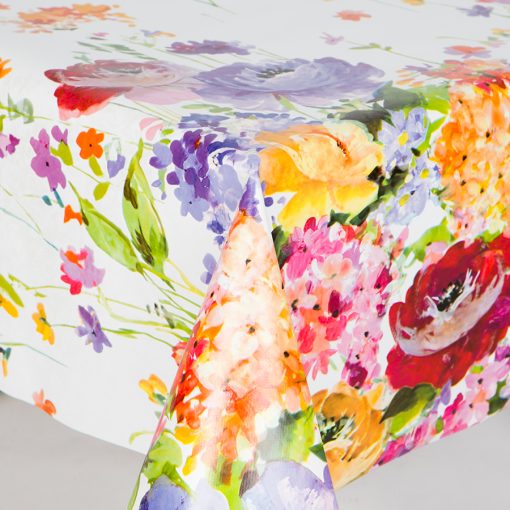 Water Colour Country Flowers Vinyl Tablecloth 137 cm (54" Wide)