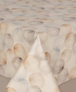 Bubbles Ivory Vinyl Tablecloth watery effect in Beige Grey and Blue 137cm (54" Wide)