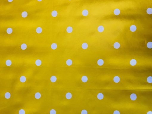 Mustard / Yellow Polka Dot Vinyl Tablecloth 137 cm (54" Wide)
