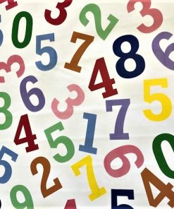 Colourful Numbers Vinyl Tablecloth 137cm (54" Wide) Sold in Half Metres