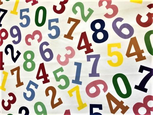 Colourful Numbers Vinyl Tablecloth 137cm (54" Wide) Sold in Half Metres