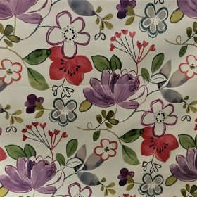 Lilac and Red Floral Vinyl Tablecloth 137 cm (54" Wide)