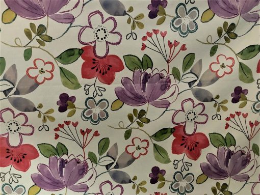 Lilac and Red Floral Vinyl Tablecloth 137 cm (54" Wide)