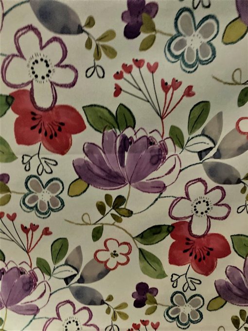 Lilac and Red Floral Vinyl Tablecloth 137 cm (54" Wide) - Image 2