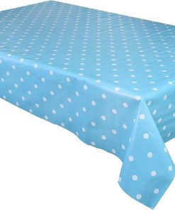 DUCK EGG POLKA DOT - Vinyl Tablecloth 137 cm (54" Wide)
