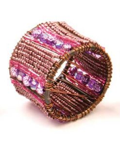 Beaded Napkin Rings (2) with Black or Purple Bead Detail