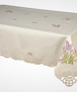 LAVENDER SPRIG - Embroidered Cut Work Tablecloth 127 x 230 cm (50 x 90") Oblong