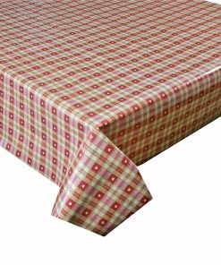 RED CHECK HEARTS - Vinyl Tablecloth 137 cm (54" Wide)