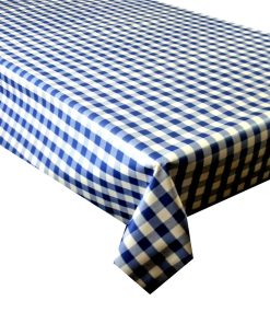 BLUE GINGHAM CHECK - Vinyl Tablecloth 137 cm (54" Wide)