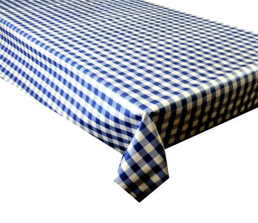 BLUE GINGHAM CHECK - Vinyl Tablecloth 137 cm (54" Wide)