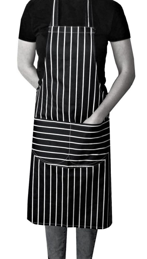 Butchers Stripe Apron for Men and Women, Full Length With Pocket - Image 6